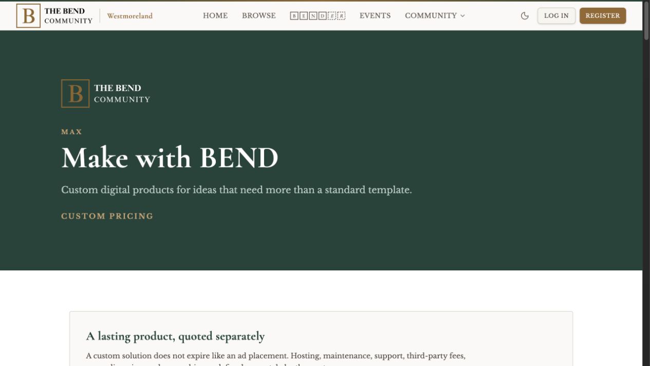 Make with Bend custom digital products page