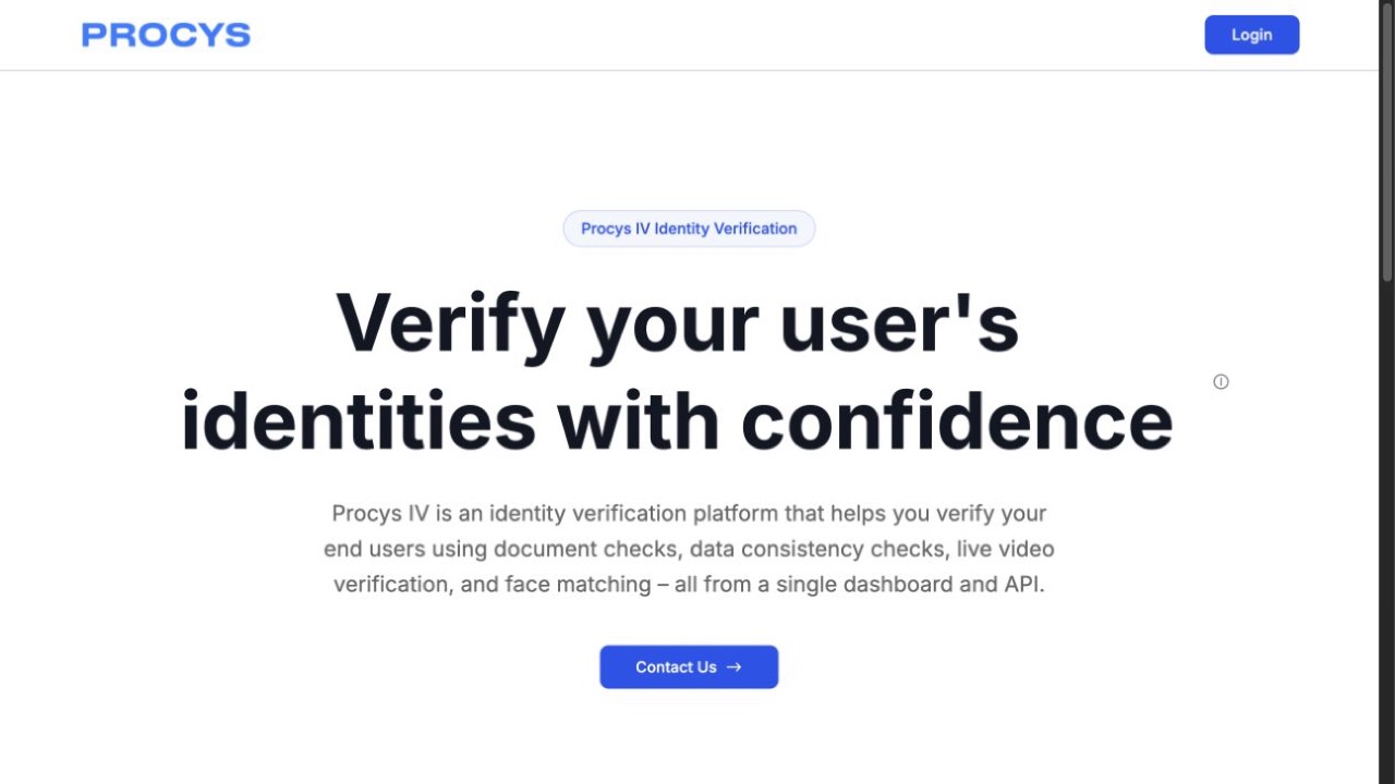 Procys interface for document processing and identity verification